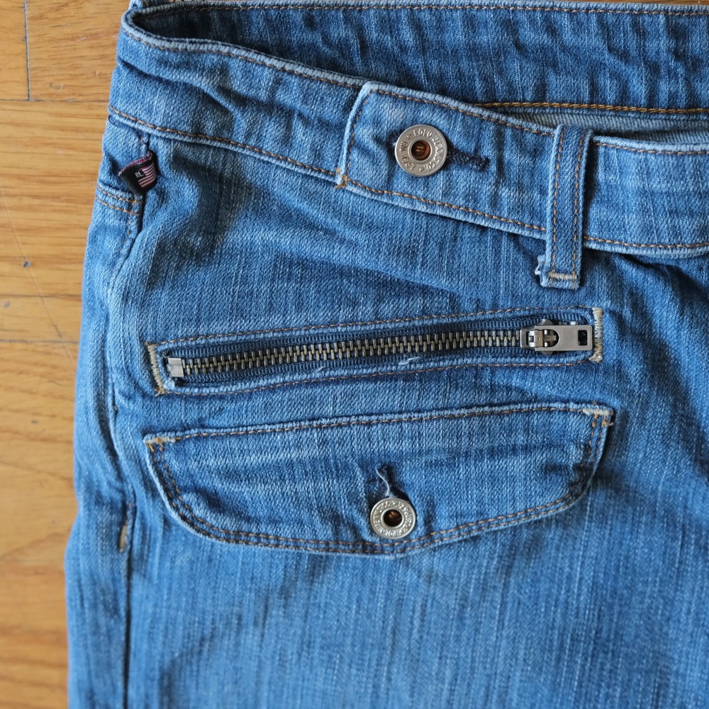Polo Jeans Co Denim Jeans Women Blue Zip Pocket Y2K Utility 12 Whitney Flare Low - Picture 3 of 11